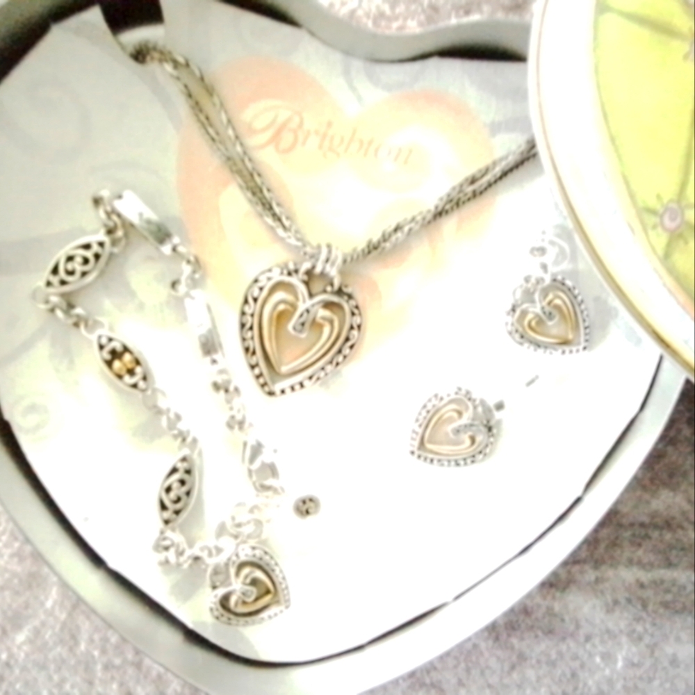 Brighton "Ellington" Necklace, Bracelet, & Earrings Set TWO TONE - RARE